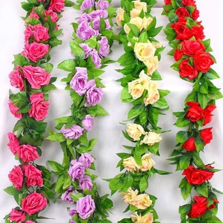 Dây Hoa Hồng Leo Giả Dài 2m4 Trang Trí Tường Nhà, Ban Công, Cửa Sổ, Tiệc Cưới, Decor Quán Cà Phê, Nhà Hàng HL-249