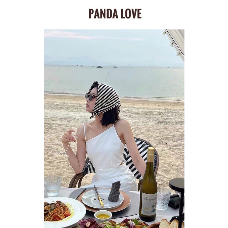 Đầm Trắng Hai Dây Cut Out Sang Chảnh, Đầm Xòe Đi Biển Dáng Dài - Panda Love