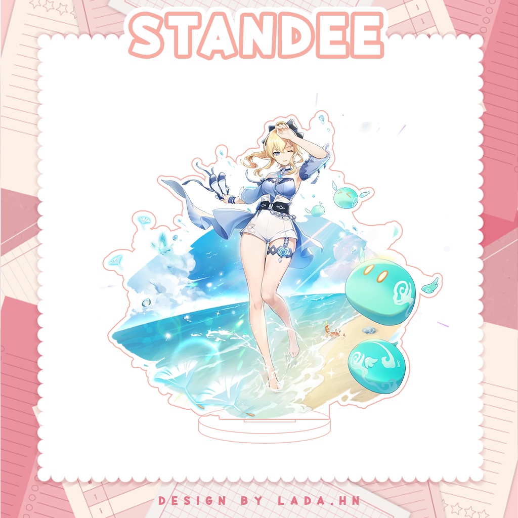 Móc khóa mô hình standee đứng để bàn Jean Genshin Impact Lada anime đáng yêu chibi trang trí quà tặng