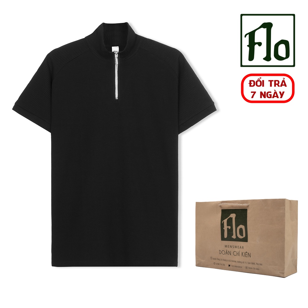 Áo polo body FLO MENSWEAR dây kéo cao cấp, áo thun cổ lọ có khóa