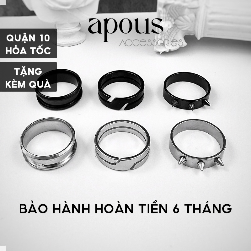 Nhẫn nam nữ Gai Basic N080 - Thép Titan - Phụ kiện trang sức Unisex Apous