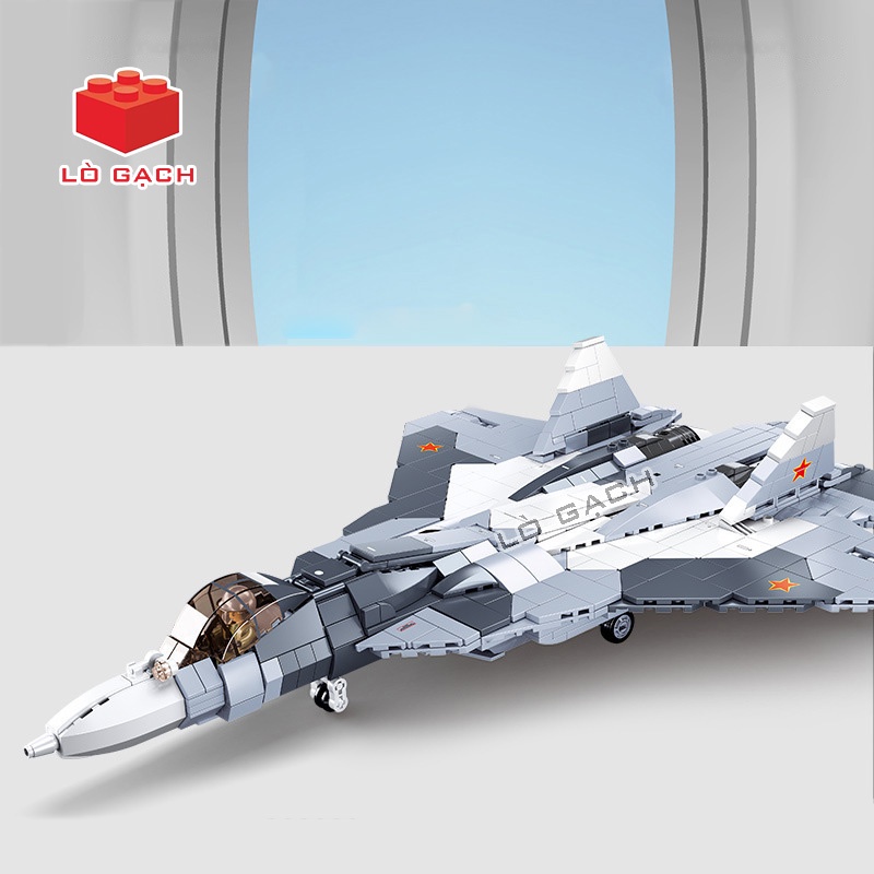 Bộ xếp hình máy bay chiến đấu Su 57 PAKFA quân đội Nga 893 chi tiết