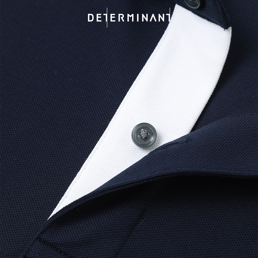 Áo thun nam Polo Cotton Visdry kháng nước thương hiệu Determinant - màu Xanh Navy phối cổ viền Trắng [P01-04]