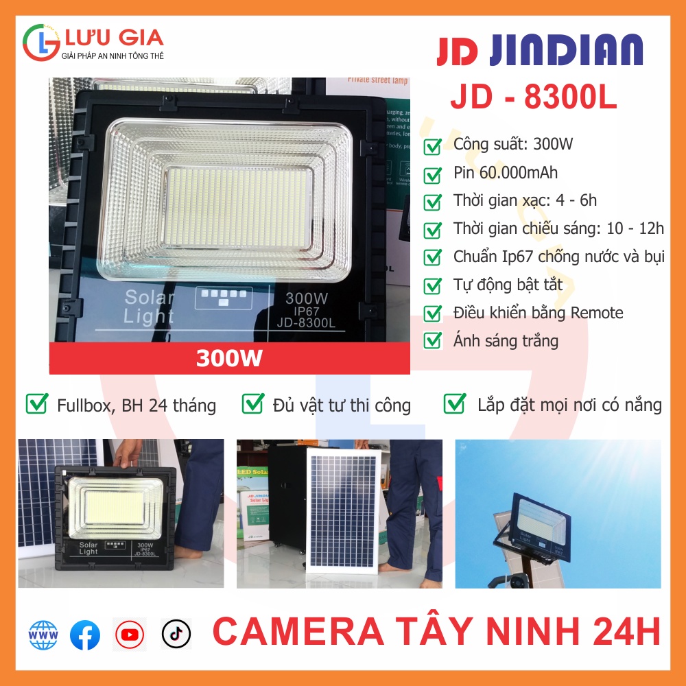 Đèn năng lượng mặt trời JINDIAN 300W JD-8300L CAMERATAYNINH24H