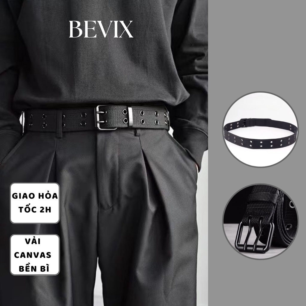 Thắt lưng dây lưng nam nữ PUNK BEVIX chất liệu dây vải kiểu dáng Hàn Quốc - Thắt Lưng PUNK