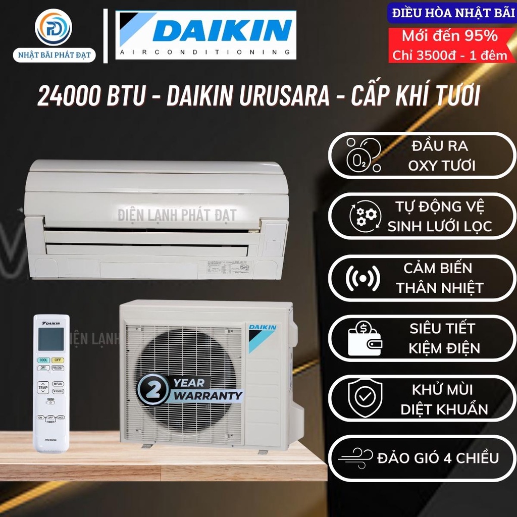 Điều hòa Daikin 24000btu  nội địa Nhật cấp khí tươi và Full tính năng giá tại tổng kho Nhật bãi Phát Đạt