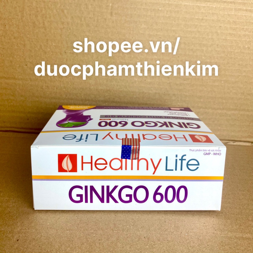 Viên uống bổ não GINKGO 600 giúp tăng tuần hoàn máu não, tăng cường trí nhớ, ngừa tai biến - H100 Viên