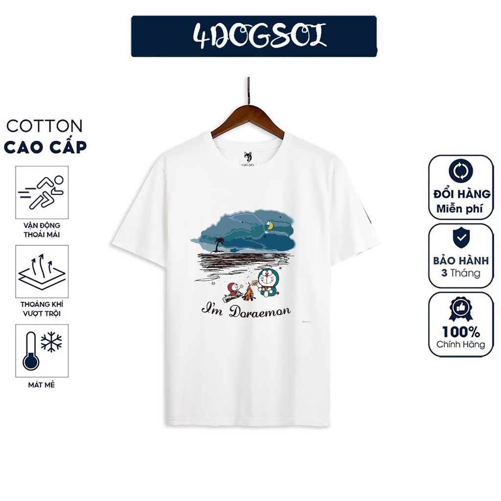 Áo Thun Nam Nữ In Hình Doremon Form Vừa Chất Cotton Lụa Cao Cấp Mềm Mát 4𝓓𝓞𝓖𝓢𝓞𝓘 S26 .1