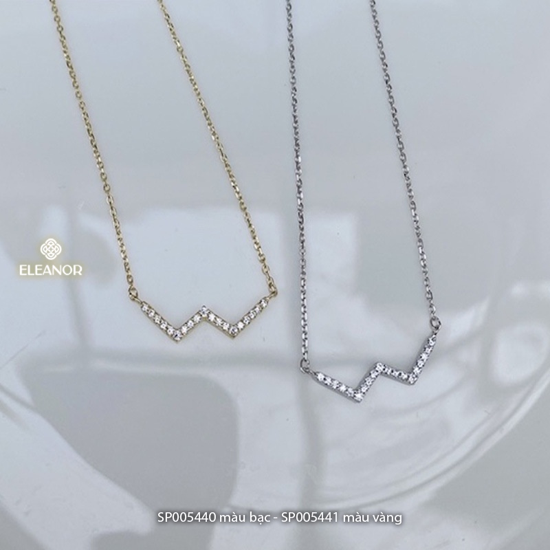 Dây chuyền nữ bạc 925 Eleanor Accessories mặt hình chữ W đính đá phụ kiện trang sức thanh lịch 5440