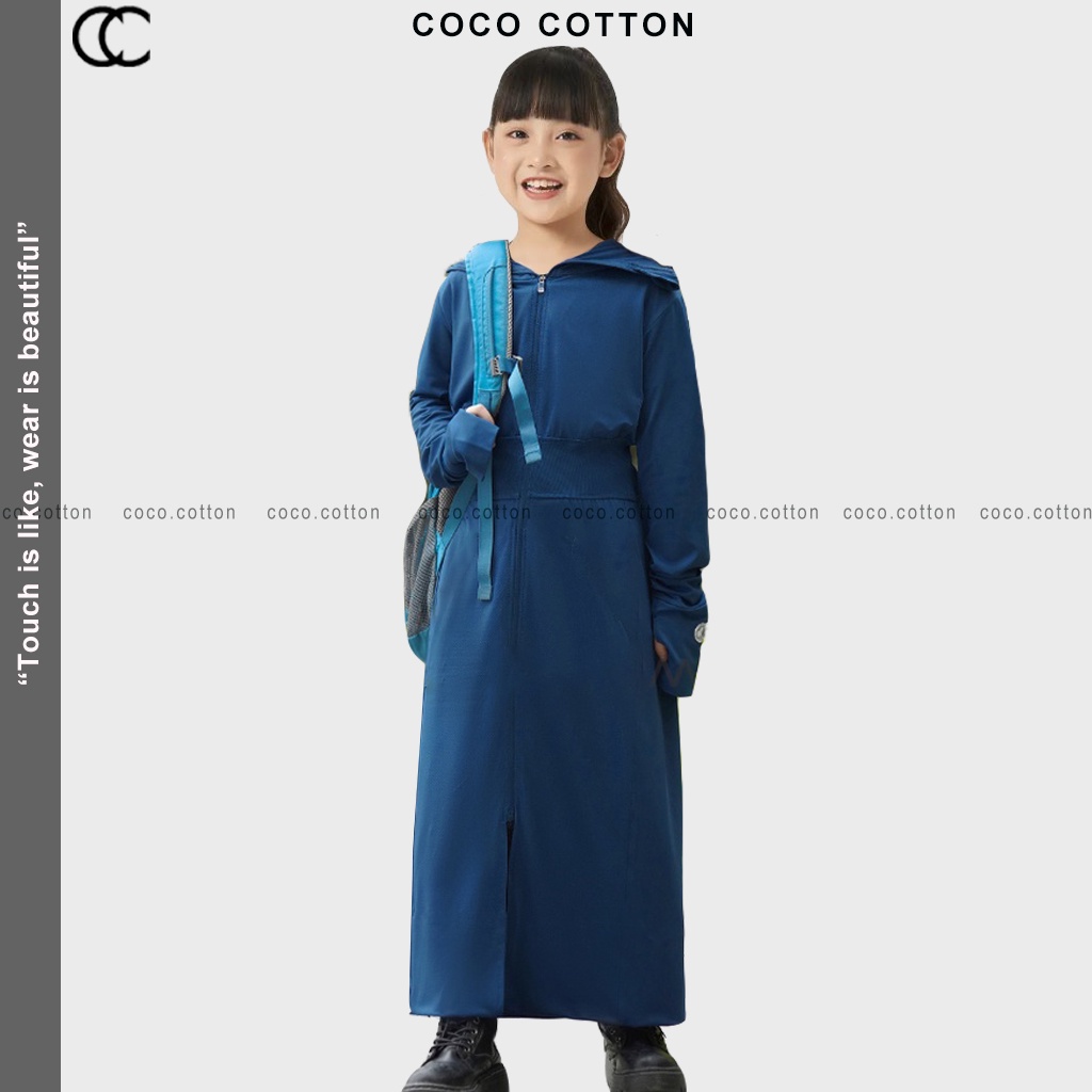 Áo chống nắng cho bé toàn thân CoCoCotton liền thân dáng dài an toàn cho da bé