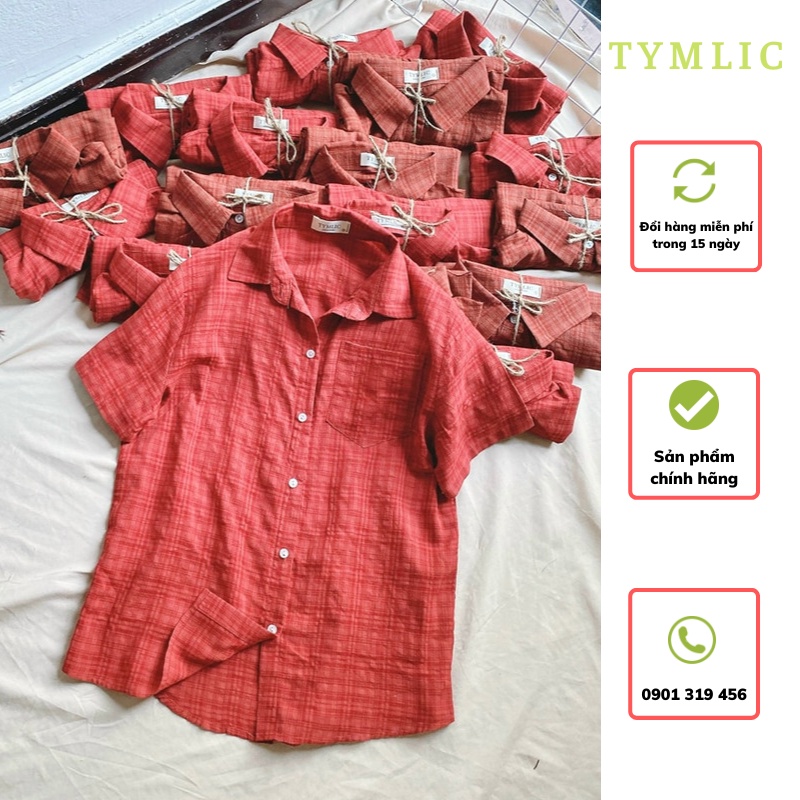 Áo Sơ Mi Xô Ngắn Tay Basic Màu Cam Đất TYMLIC