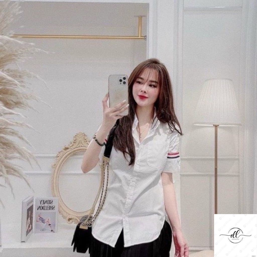 Áo Sơ Mi Nữ DLINHSTORE form rộng ngắn tay ulzzang vintage hàn quốc cao cấp Cực kool cực kute