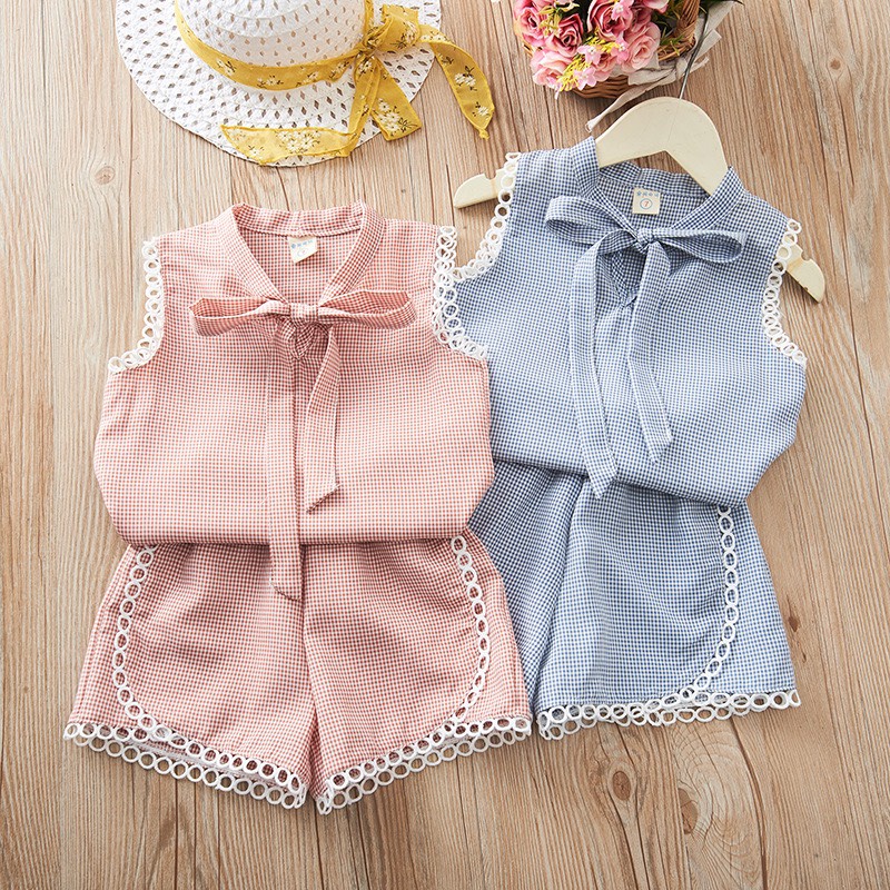 Bộ quần áo bé gái, bộ đồ bé gái, cổ thắt nơ điệu đà 3 mầu xanh, đen nâu, hồng 10-42kg, 1-14 tuổi( kèm ảnh thật)