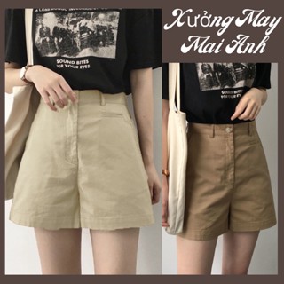  Quần sooc nữ túi mổ cạp cao tôn dáng Quần đùi nữ chất kaki mềm không nhăn hàng loại 1 