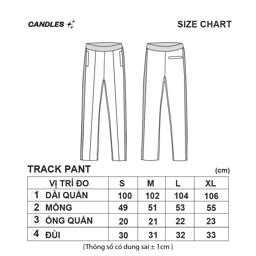 Quần thể thao nam nữ CANDLES COLDZY TRACK đường line logo chất liệu nỉ poly 380gsm