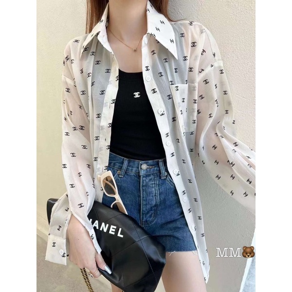 Áo sơ mi channel voan tơ