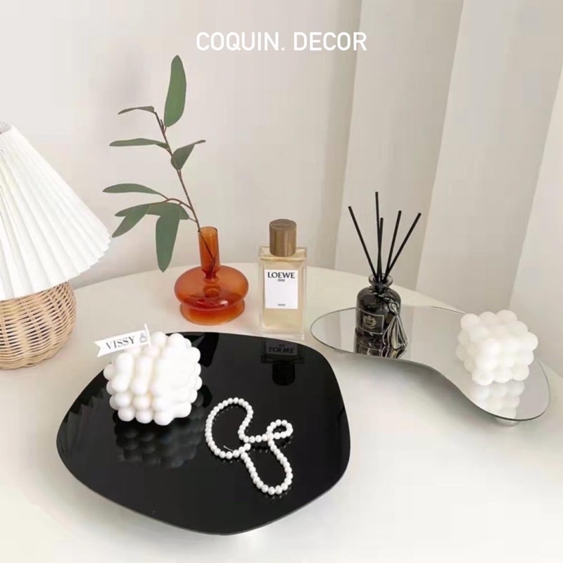 Có sẵn | Khay Đựng Mỹ Phẩm Mặt Gương Phong Cách Hàn Quốc | Coquin Decor