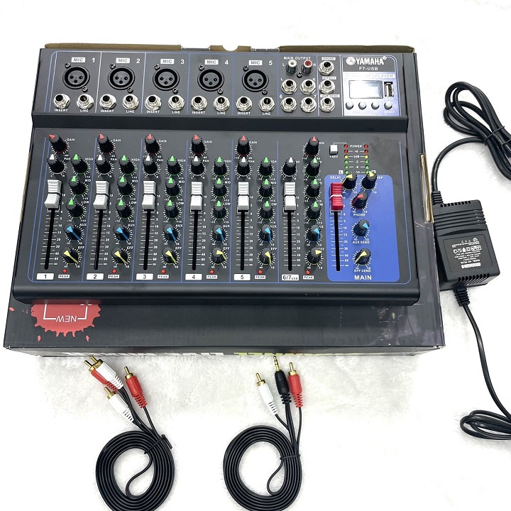 Bàn trộn âm thanh Mixer F7 yamaha có Bluetooth, Ghép dàn karaoke,Hát Linestream,Loa kéo chỉnh nhạc hoàn hảo