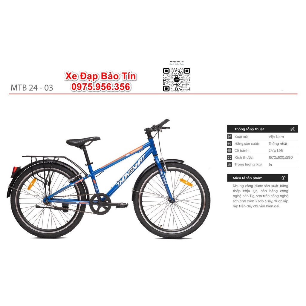 Xe đạp thể thao thống nhất MTB24-03, 20-05 - HÀNG CHÍNH HÃNG THỐNG NHẤT BẢO HÀNH 5 NĂM