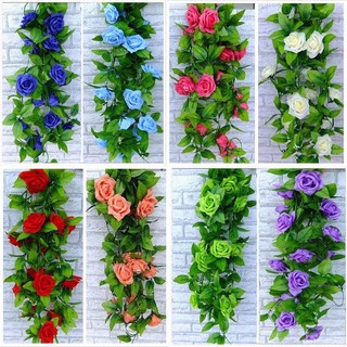 Hoa giả, hoa hồng dây leo trang trí tường, decor nhà cửa, quán cà phê, nhà hàng, shop thời trang tuyệt đẹp HL15