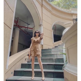 Đầm nude kaki mịn 2 túi