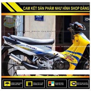 Tem rời satria 2000 phối dán xe vàng bụng trắng