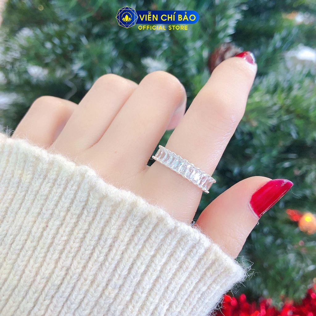 Nhẫn bạc nữ nạm đá chữ nhật bạc 925 thời trang phụ kiện trang sức nữ thương hiệu Viễn Chí Bảo N400784