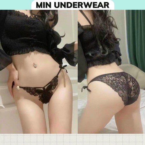 Quần Lót Nữ Ren Buộc Eo Họa Tiết Bướm Sexy Quyến Rủ Min Underwear 339157