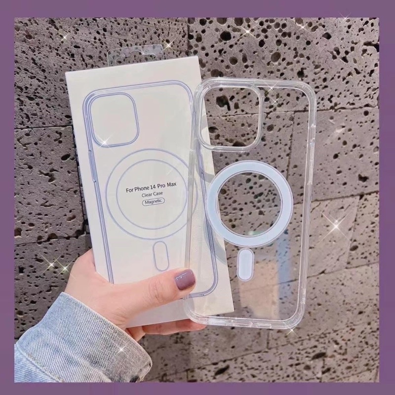 Ốp lưng trong hỗ trợ sạc không dây - magsafe case - Tặng miếng dán mèo thần tài