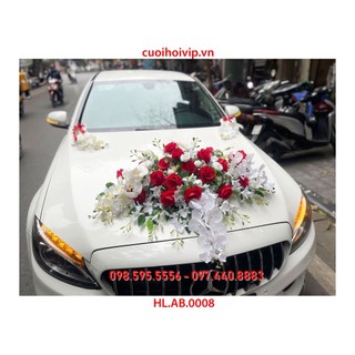 Hoa cưới cao cấp trang trí xe hoa đám cưới hl.ab.0008 - hoa đầu xe, tặng 8 nơ