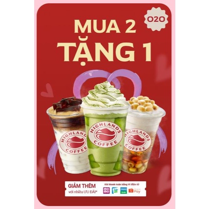 Voucher mua 2 tặng 1 tại Highlands Coffe