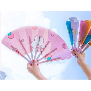 Quạt xếp nhựa cầm tay quạt gấp gọn hình thú hình cô gái cute dễ thương tiện dụng