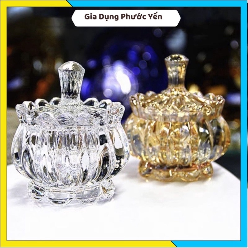 Thố thủy tinh đựng mứt, kẹo, hạt dưa, đồ hạt khô, kiểu dáng sang trọng thích hợp làm quà tặng - TD TB031