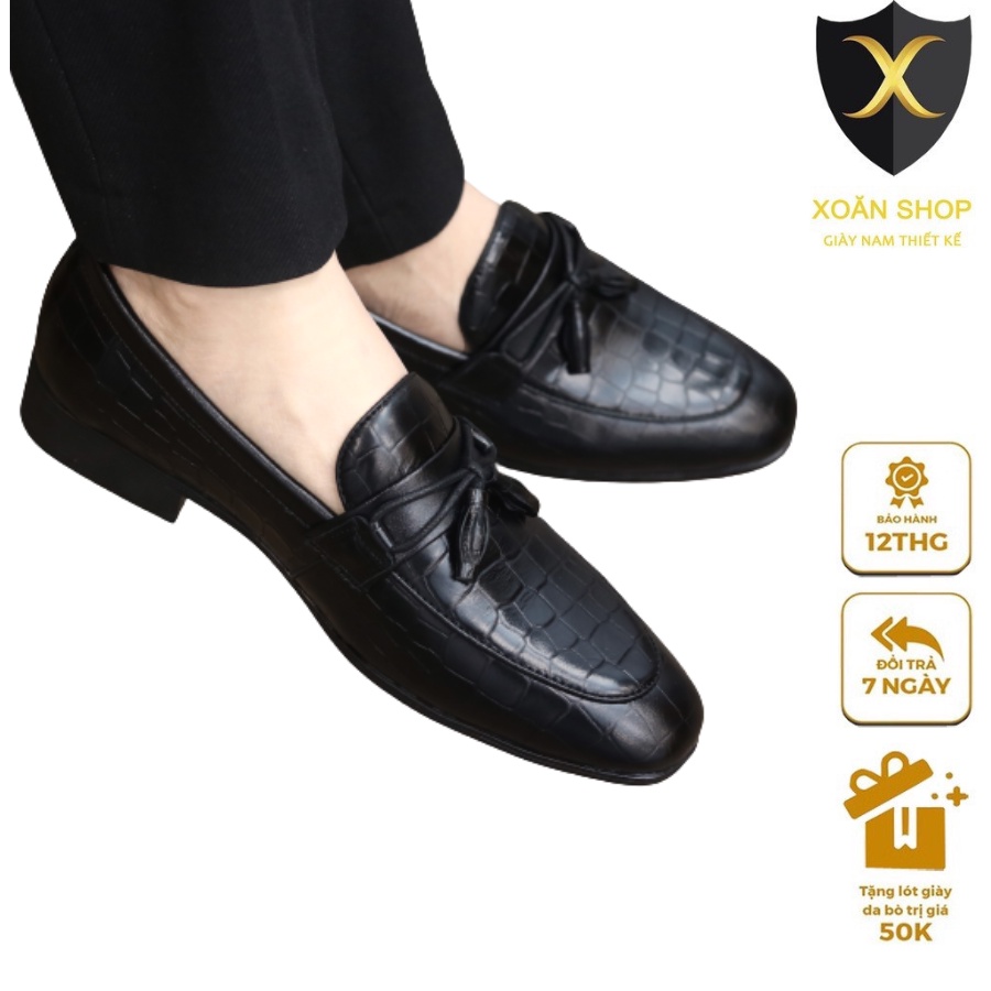 Giày Lười Nam Công Sở XOĂN SHOP Phong Cách Hàn Quốc Da Thật Nappa Có Chuông Mã G071