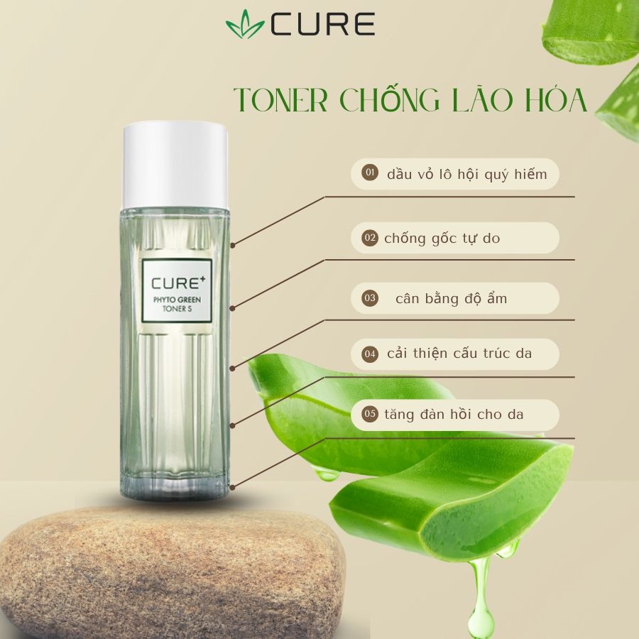 Nước Hoa Hồng Tinh Chất Hoa Hồng CURE Phyto Green Toner S 130ml Cấp Ẩm Sáng Da