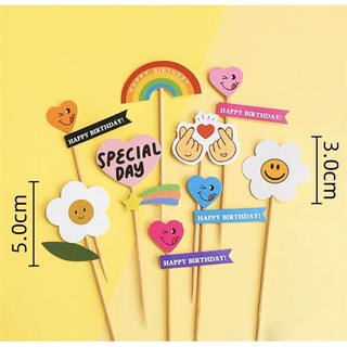 Set 9 que cắm hpbd cầu vồng + 2 bông hoa trắng