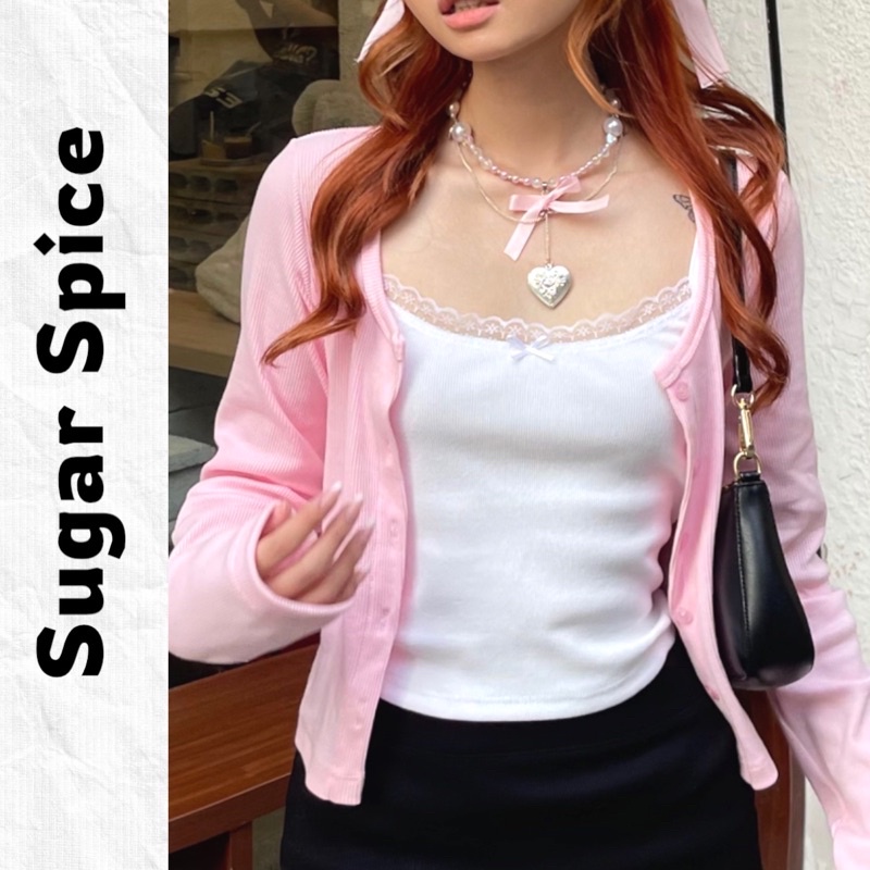 Áo Hai Dây Phối Ren Đính Nơ Phong Cách Coquette SUGAR SPICE - Angela Cami | BigBuy360 - bigbuy360.vn