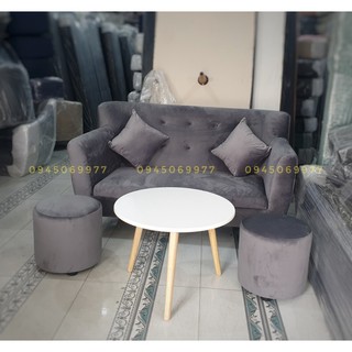 Bộ sofa băng 1m4 vải nhung xám