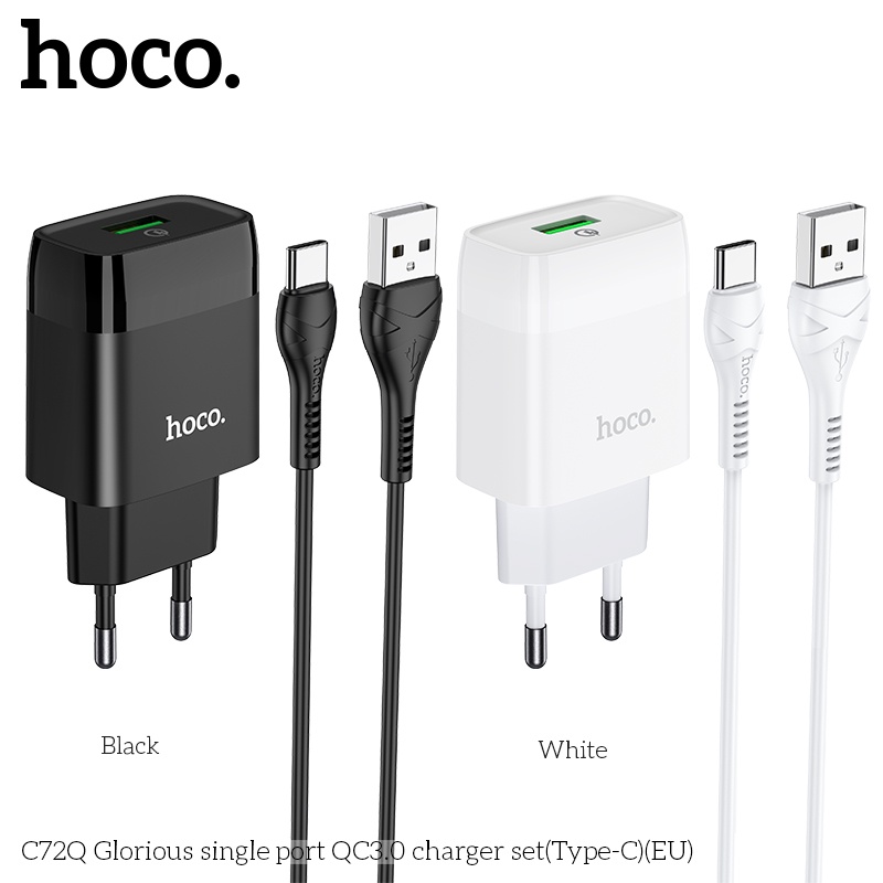 Bộ sạc nhanh 18W Hoco C72Q QC3.0 cho điện thoại Android