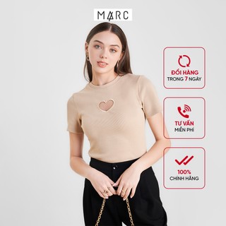 Áo thun nữ marc fashion gân tay ngắn cutout trái tim falh030922