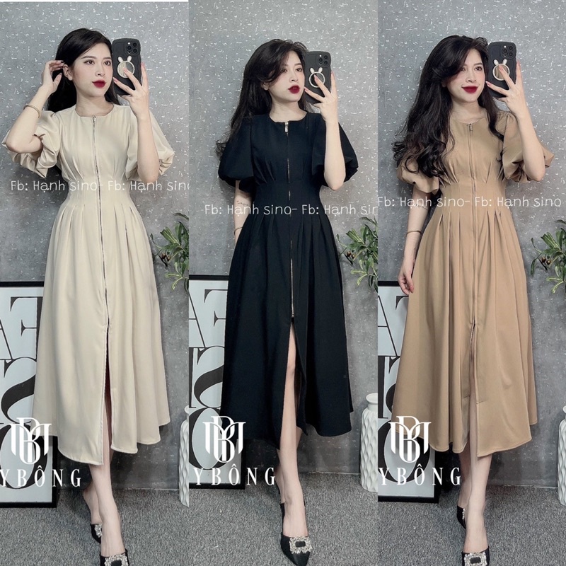 Bigsize Đầm dáng dài nhấn eo dây kéo 55-95kg