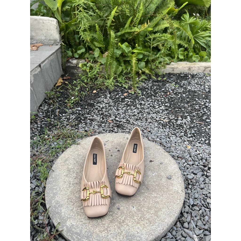 GIÀY BÚP BÊ MŨI VUÔNG QUAI XÍCH PHỐI TUA QUẢNG CHÂU CAO CẤP