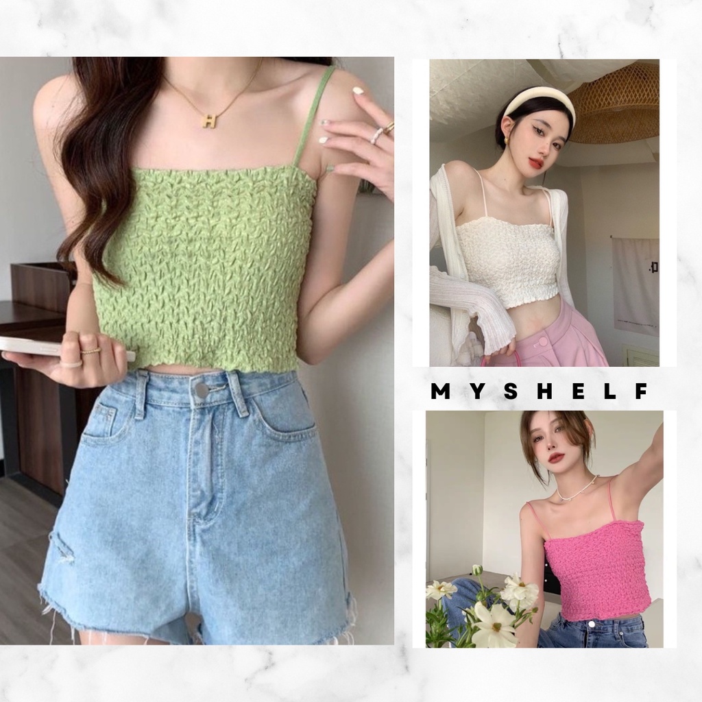 M207. Áo croptop 2 dây cotton xốp sẵn đệm ngực cá tính, áo kiểu nữ đẹp sang chảnh diện hè (có sẵn - miễn ship)
