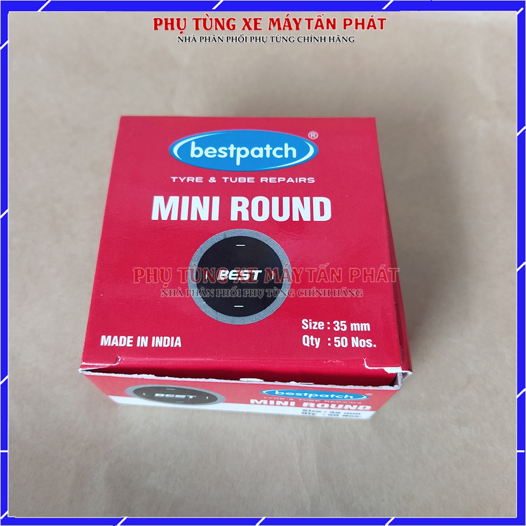 Hộp 50 miếng Tròn 35mm Vá Vỏ - Ruột Xe Đạp Xe Máy Ô Tô Chính Hãng Bestpatch Made INDIA
