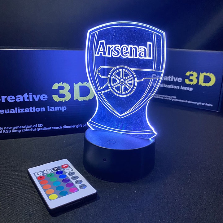 Đèn led 3D USB logo Arsenal FC GIA ĐÈN NGỦ ĐÈN TRANG TRÍ 16 MÀU CÓ ĐIỂU KHIỂN CHUYỂN CHẾ ĐỘ MÀU