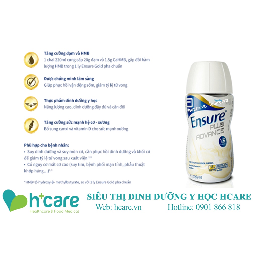 Sữa pha sẵn Abbott Ensure Plus Advance 220ml - Dinh dưỡng vàng cho người suy dinh dưỡng, suy mòn cơ