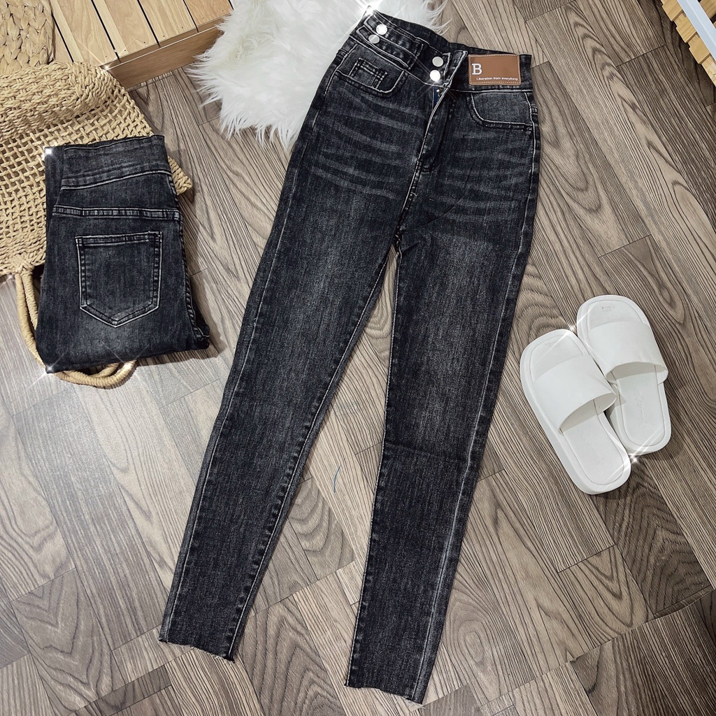 Quần jean nữ lưng cao phối kiểu phong cách trẻ trung, quần bò nữ co giãn skinny ôm dáng siêu đẹp A-T Fashion - MQ519