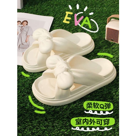 Dép Đi Trong Nhà Đế Dày Chống Trượt Đính Nơ Dễ Thương Thời Trang Mùa Hè Cho Nữ