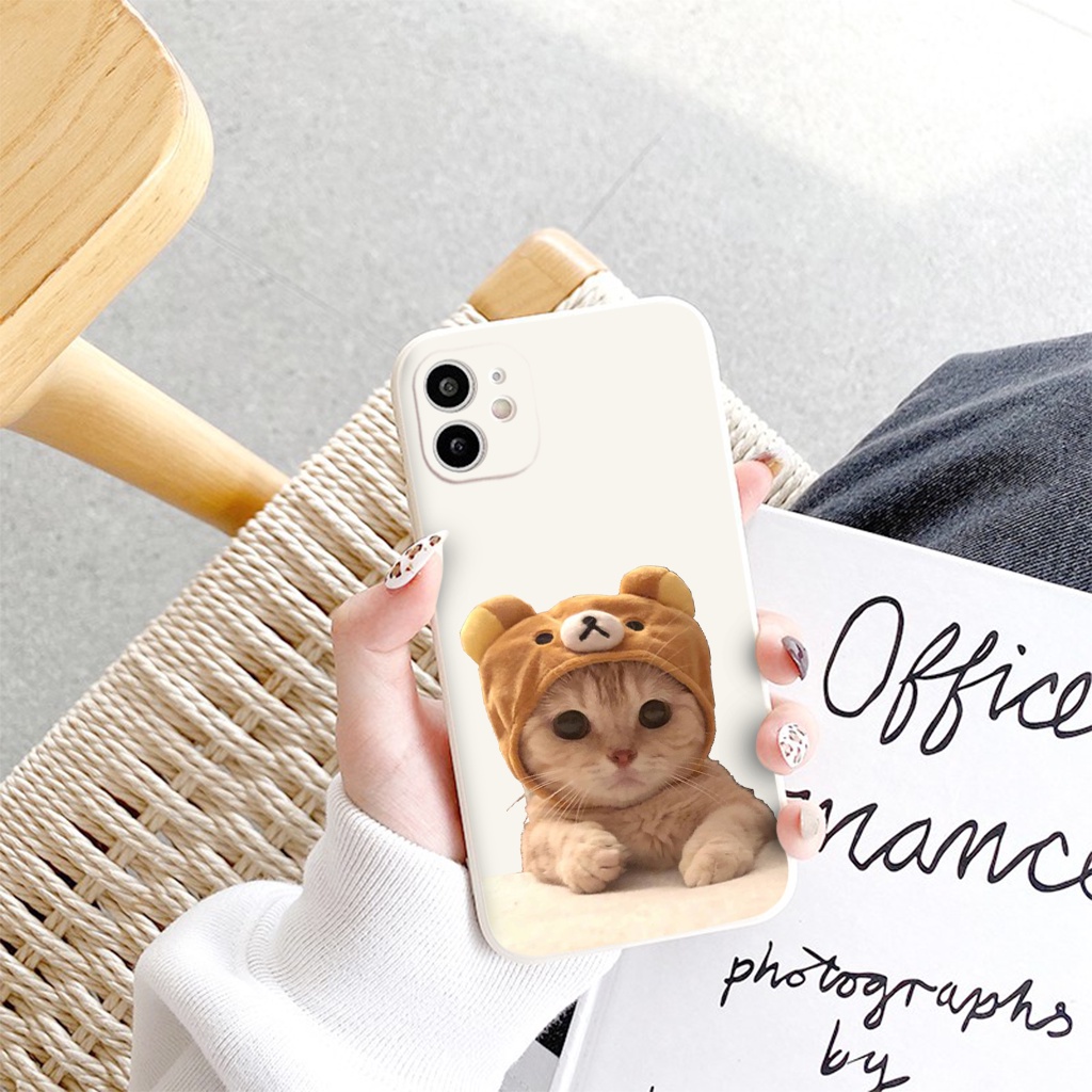 Ốp lưng iPhone Mèo vàng mũ gấu siêu cấp cute bảo vệ camera cho ip 6/6s/7/8/X/XS/11/12/13/14 Pro Plus Max e5174