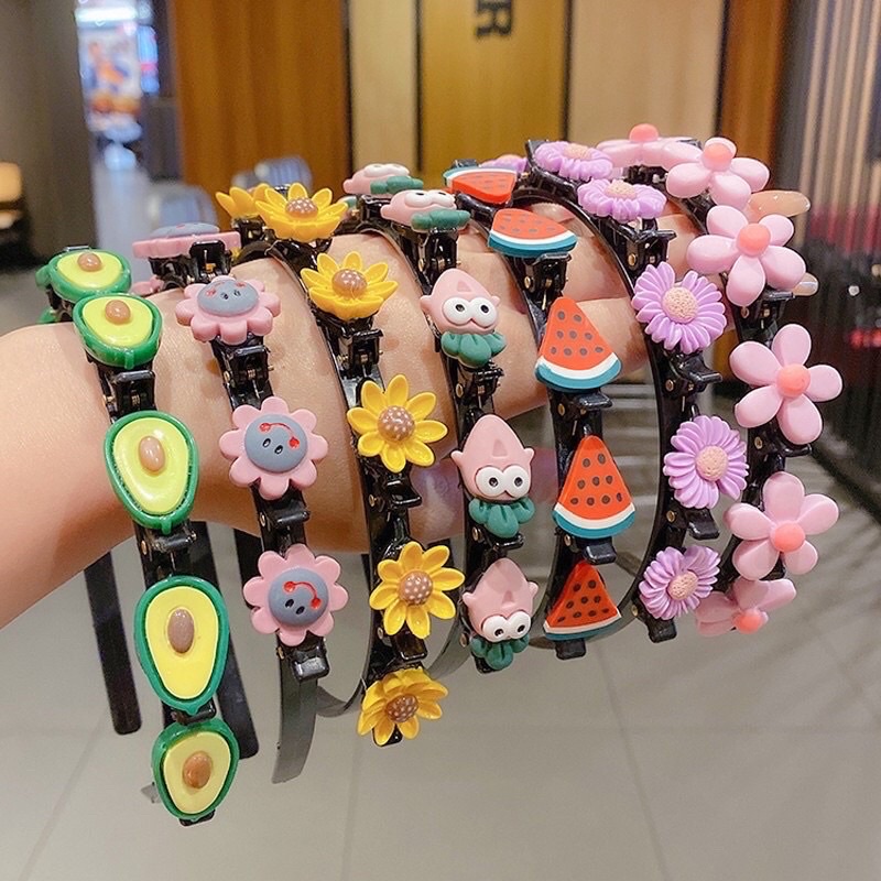 Bờm Kẹp Tóc Hàn Quốc Cho Bé Gái Có Đính Hoa Quả Siêu Cute Hot Nhất